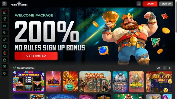 Palace of chance casino homepage desktop
